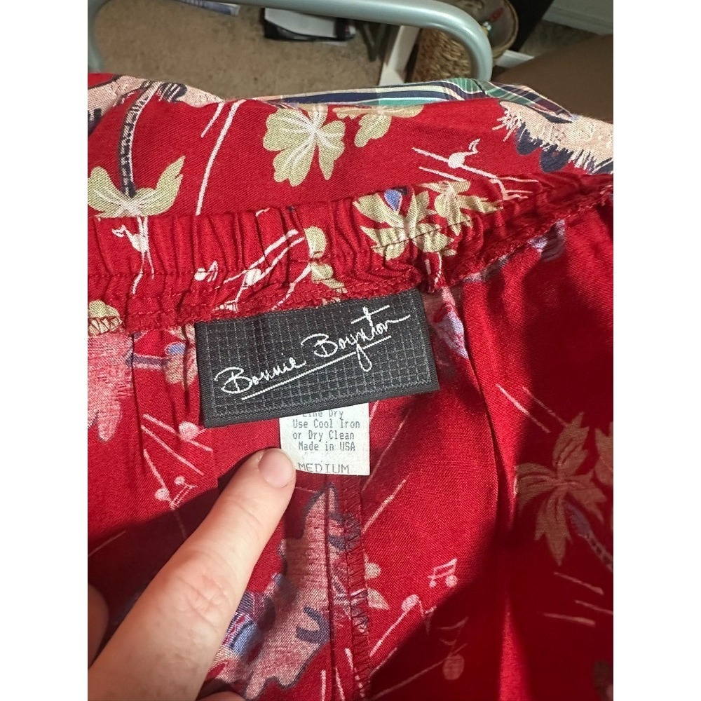 Vintage 2 Piece Set Medium‎ Skirt Long Sleeve Red Jamaica Island Life Vacation - Picture 11 of 12